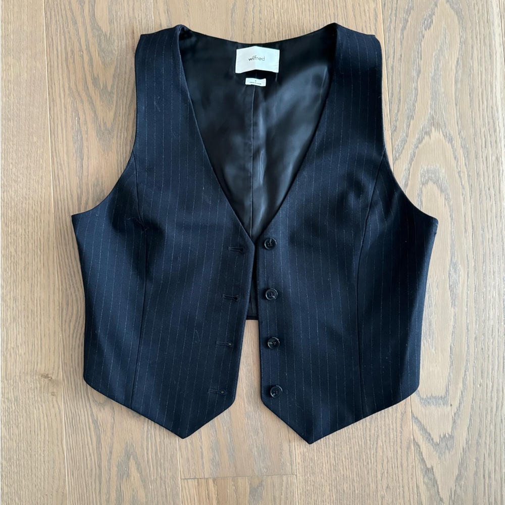Aritzia Black Pinstripe Tailored Vest